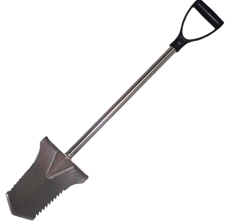 Evolution Pro Cut stainless steel spade with plastic D handle.