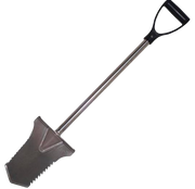 Evolution Pro Cut stainless steel spade with plastic D handle.