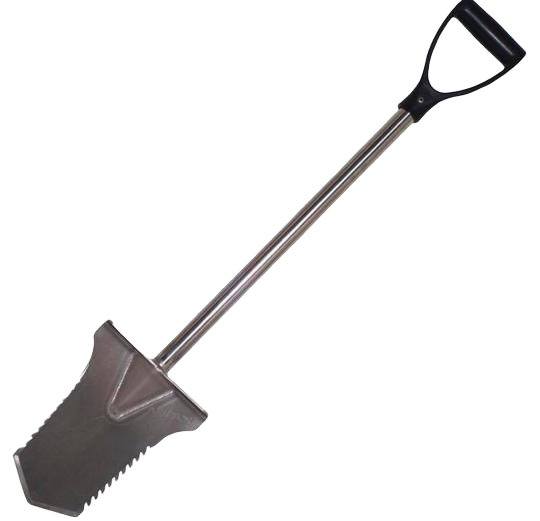 Evolution Pro Cut stainless steel spade with plastic D handle.