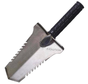 Short handled stainless steel Evolution trowel with teeth.