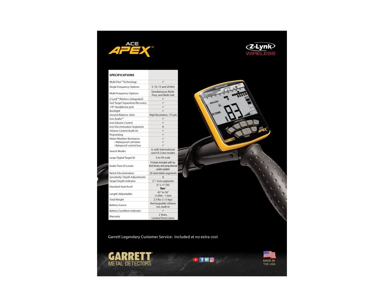 Garrett Ace APEX with 8.5x11 Raider Coil